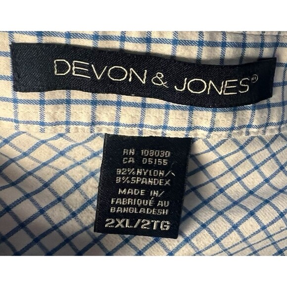 Devon & Jones Men's CrownLux Micro Windowpane French Blue Dress Shirt XXL DG540 - Picture 5 of 8